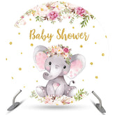 Rosa Blumen Elefant Funkeln Runden Baby Dusche Hintergrund